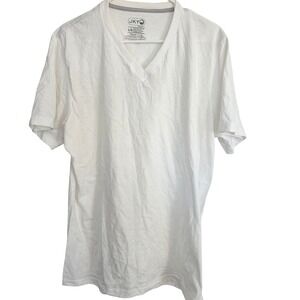Jockey Longlife Technology V Neck T Shirt Mens L G White Cotton Blend